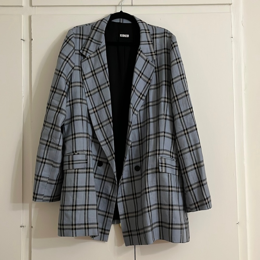 Reformation plaid blazer